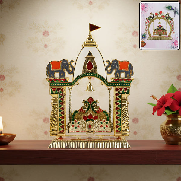 Traditional Decorative Pooja Jhula Mandir (1 Pc) - justgrabit.in | Just Grab It