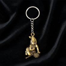 Premium Antique - Gold Metal Bal Krishna Makhan Chor Keychain (1 Pc) - justgrabit.in | Just Grab It