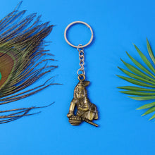Premium Antique - Gold Metal Bal Krishna Makhan Chor Keychain (1 Pc) - justgrabit.in | Just Grab It