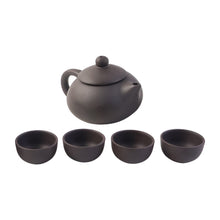 Premium Black Clay / Ceramic Tea Set with Teapot & 4 Cups - justgrabit.in | Just Grab It