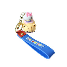 Cute Cartoon Cat Riding Toy Car Silicone Keychain (1 Pc) - justgrabit.in | Just Grab It