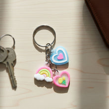 Cute Heart & Rainbow Charm Keychain (1 Pc) - justgrabit.in | Just Grab It