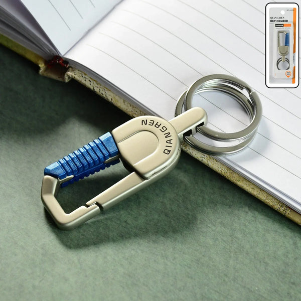 Premium Metal Keychain Carabiner Clip Hook with Dual Key Rings (1 Pc) - justgrabit.in | Just Grab It