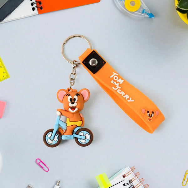 Cute Cartoon Silicone 3D Key Chain with Metal Hook & Strap (Pack of 1) - justgrabit.in | Just Grab It