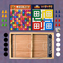 Wooden Board Game Set – Ludo, Snakes & Ladders, and Desktop Football (3 - in - 1) - justgrabit.in | Just Grab It