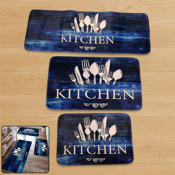 Kitchen Floor Mat Non - Slip Printed Runner Rugs (3 Pc) - Justgrabit Inc.