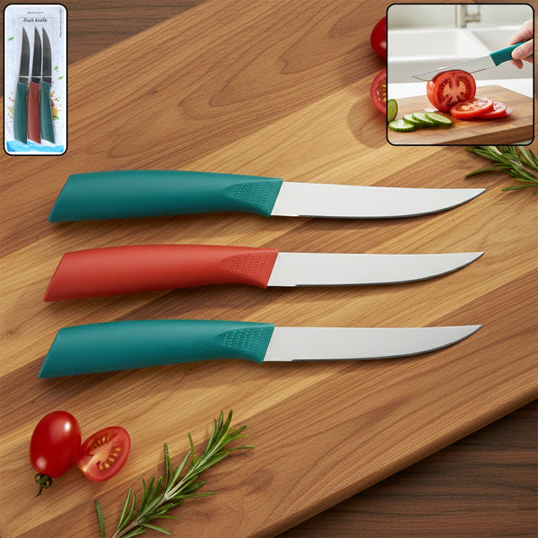 Multipurpose Stainless Steel Fruit Knife Set of 3 - justgrabit.in | Just Grab It