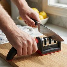 Manual Red & Black Knife Sharpener – 3 - Stage Tool for Ceramic & Steel Knives - justgrabit.in | Just Grab It