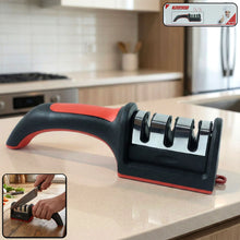 Manual Red & Black Knife Sharpener – 3 - Stage Tool for Ceramic & Steel Knives - justgrabit.in | Just Grab It