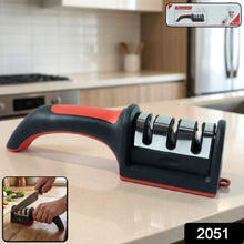 Manual Red & Black Knife Sharpener – 3 - Stage Tool for Ceramic & Steel Knives - justgrabit.in | Just Grab It