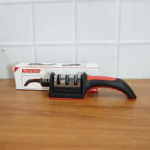 Manual Red & Black Knife Sharpener – 3 - Stage Tool for Ceramic & Steel Knives - justgrabit.in | Just Grab It