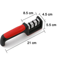 Manual Red & Black Knife Sharpener – 3 - Stage Tool for Ceramic & Steel Knives - justgrabit.in | Just Grab It