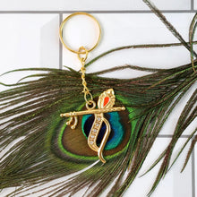 Flute and Peacock Feather Krishna Design Keychain (1 Pc) - justgrabit.in | Just Grab It