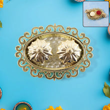 Decorative Double Kumkum Dish with Ornate Tray (1 Pc) - justgrabit.in | Just Grab It