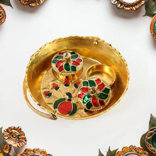 Peacock Meenakari Pooja tray - (1 Pc) - justgrabit.in | Just Grab It