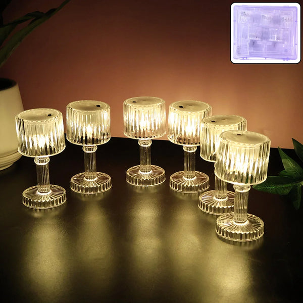 Set of 6 LED Crystal - Effect Table Lamps - justgrabit.in | Just Grab It