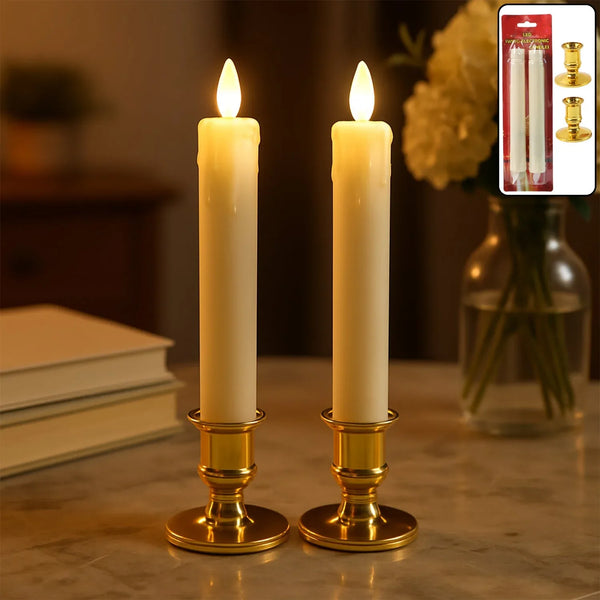 Set of 2 LED Flameless Taper Candles - justgrabit.in | Just Grab It