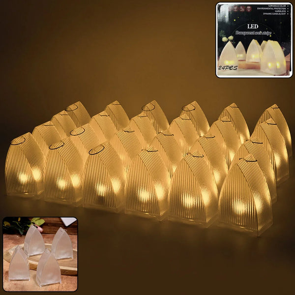 Transparent Decorative LED Candle Lights (24 Pc) - justgrabit.in | Just Grab It