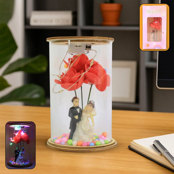 Wedding Couple with LED Rose Lamp (1 Pc) - justgrabit.in | Just Grab It