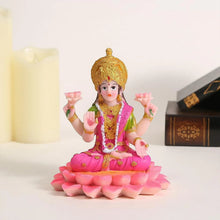 Beautiful Decorative Lakshmi Mata Idol Sitting on Lotus (1 Pc) - Justgrabit Inc.