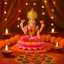 Beautiful Decorative Lakshmi Mata Idol Sitting on Lotus (1 Pc) - Justgrabit Inc.