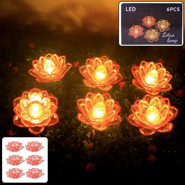 Set of 6 Lotus Shaped LED Flameless Decorative Candles - Justgrabit Inc.