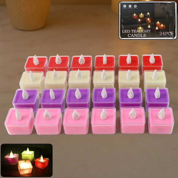 Set of 24 Multi - Color LED Tealight Candles - justgrabit.in | Just Grab It