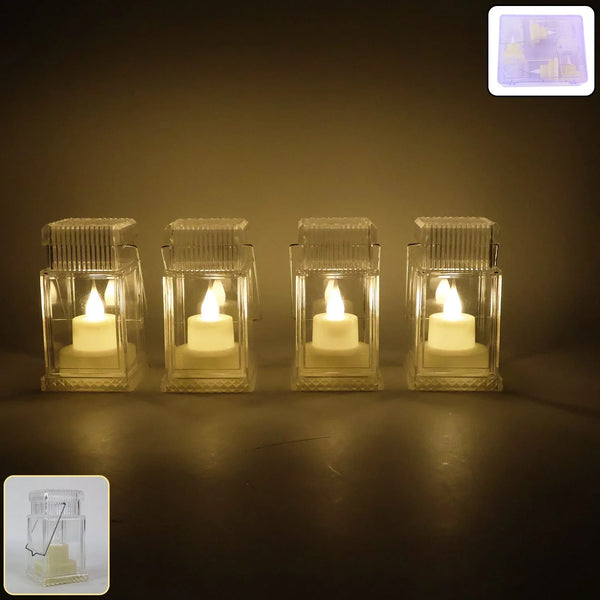 LED Flameless Lantern Style Decorative Candles (4 Pc) - justgrabit.in | Just Grab It