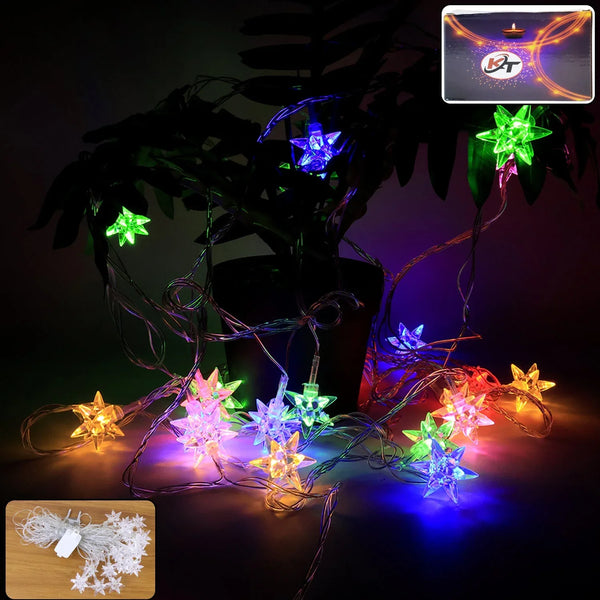 Multicolor LED Decorative String Light with Star - Shaped Covers (8 Meter) - justgrabit.in | Just Grab It