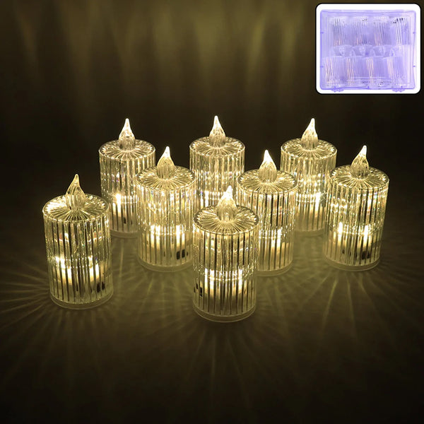 Premium Crystal Effect LED Flameless Candle Lights (8 Pc) - justgrabit.in | Just Grab It