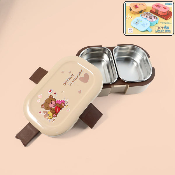Cute Teddy Printed Kids Lunch Box (500Ml / 1 Pc) - justgrabit.in | Just Grab It