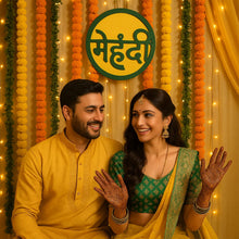Mehndi Ceremony Wall Hanging / Backdrop Sign Name Plate (1 Pc) - justgrabit.in | Just Grab It