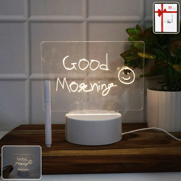 LED Acrylic Writing Message Board Night Lamp with Marker Pen - justgrabit.in | Just Grab It