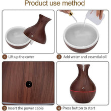 Mini Wooden Vase Pot Diffuser Cool Mist Atomization Humidifier (1 Pc) - justgrabit.in | Just Grab It