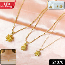 Elegant Gold Finish Floral & Traditional Pendant Necklace (1 Pc, Mix Design) - justgrabit.in | Just Grab It