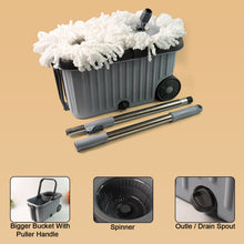 Apex Magic Spin Mop Cleaning Set with Dual Chamber Bucket & Wheels - justgrabit.in | Just Grab It