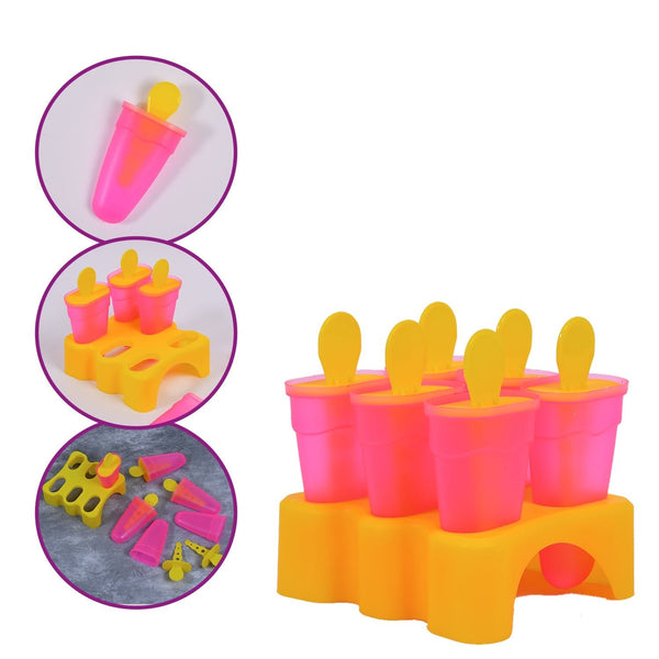 Kulfi Maker Moulds Set Plastic Homemade Kulfi Mould 6pcs Set For Freezer Use - justgrabit.in | Just Grab It