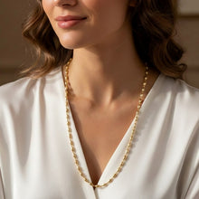 Elegant Gold - Tone Oval Bead Necklace Chain for Women (1 Pc) - justgrabit.in | Just Grab It