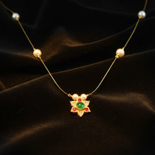 Traditional Multicolor Stone Floral Pendant Necklace Chain (1 Pc) - justgrabit.in | Just Grab It