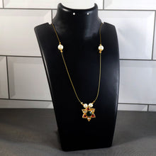 Traditional Multicolor Stone Floral Pendant Necklace Chain (1 Pc) - justgrabit.in | Just Grab It