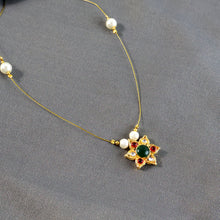 Traditional Multicolor Stone Floral Pendant Necklace Chain (1 Pc) - justgrabit.in | Just Grab It