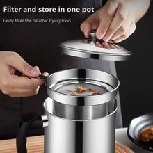 Stainless Steel Oil Strainer Pot with Lid and Filter Mesh (1 Set) - Justgrabit Inc.