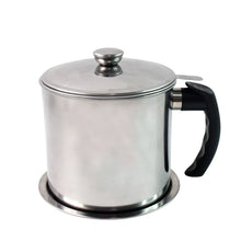 Stainless Steel Oil Strainer Pot with Lid and Filter Mesh (1 Set) - Justgrabit Inc.