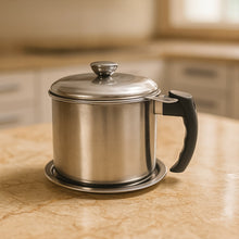 Premium Stainless Steel Oil Filter Pot (1.3 Ltr) - justgrabit.in | Just Grab It