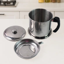 Stainless Steel Oil Strainer Pot with Lid and Filter Mesh (1 Set) - Justgrabit Inc.
