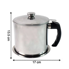 Stainless Steel Oil Strainer Pot with Lid and Filter Mesh (1 Set) - Justgrabit Inc.