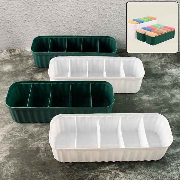 5 Compartments Socks / Handkerchief / Underwear Storage Box Socks Drawer Closet Organizer Storage Boxes (pack of 4) - justgrabit.in | Just Grab It