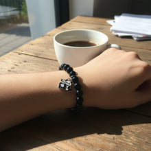 Premium Black Beaded Stretch Bracelet with Cute Panda Charm (1 Pc) - justgrabit.in | Just Grab It