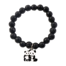 Premium Black Beaded Stretch Bracelet with Cute Panda Charm (1 Pc) - justgrabit.in | Just Grab It