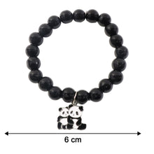 Premium Black Beaded Stretch Bracelet with Cute Panda Charm (1 Pc) - justgrabit.in | Just Grab It